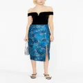 GANNI floral-print jacquard pencil skirt - Blue