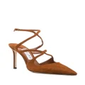 Jimmy Choo Azia 105mm pointed suede pumps - Brown
