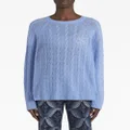 ETRO embroidered-logo cable-knit cashmere jumper - Blue