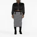 Balmain striped ribbed-knit midi skirt - Black