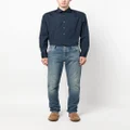 Canali spread-collar cotton-blend shirt - Blue