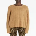 ETRO logo-embroidered cable-knit jumper - Neutrals