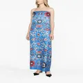 Tory Burch paisley-print strapless silk dress - Blue