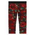 Dolce & Gabbana Kids rose tartan print leggings - Red