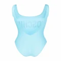 Moschino logo-print backless swimsuit - Blue
