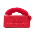Monnalisa embossed-logo faux-fur-detail bag - Red