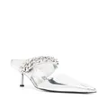 Alexander McQueen 70mm leather chain-link mules - Silver