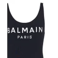 Balmain logo-print scoop-back swimsuit - Black