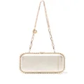 Rosantica Clio crystal-embellished leather clutch bag - Gold