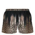 Camilla leopard-print swim shorts - Black