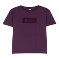 Dkny Kids logo-patch organic-cotton T-shirt - Purple