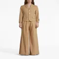 Marni logo-waistband wool flared trousers - Brown