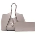 Tod's logo-plaque leather tote bag - Grey