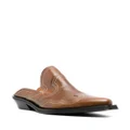 GANNI Embroidered Western 40mm leather mules - Brown