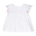 Tartine Et Chocolat floral-embroidered pleated dress - White
