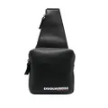 Dsquared2 logo-print leather messenger bag - Black