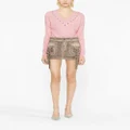 Alessandra Rich stud-embellished ribbed jumper - Pink