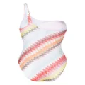 Missoni zigzag-patterned one-shoulder swimsuit - White