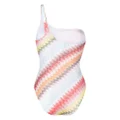 Missoni zigzag-patterned one-shoulder swimsuit - White