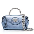 Versace small La Medusa metallic tote bag - Blue