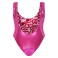Dolce & Gabbana high-shine one-piece swimsuit - Pink