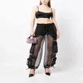 Cynthia Rowley sheer tapered-leg cargo trousers - Black