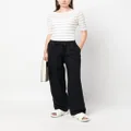 Vince boat-neck striped knitted top - White