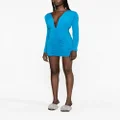 Alex Perry ruched plunge minidress - Blue