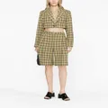 GANNI checked high-waisted suit shorts - Neutrals