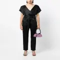 Michelle Mason pleat-detail high-waist silk trousers - Black