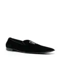 Roberto Cavalli embroidered suede loafers - Black