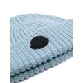 Moncler logo-patch knit wool beanie - Blue