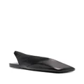 Jil Sander asymmetric-toe leather ballerina shoes - Black