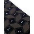 Giorgio Armani geometric-print silk tie - Brown