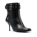 Alexander McQueen buckle-detail 90mm leather boots - Black