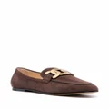 Tod's chain-plaque suede loafers - Brown