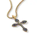 David Yurman 18kt yellow gold Gothic Cross Amulet sapphire enhancer pendant