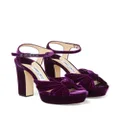 Jimmy Choo Heloise 120mm velvet platform sandals - Purple
