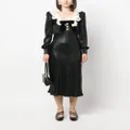 Alessandra Rich volant-collar laminated-silk midi dress - Black