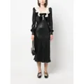 Alessandra Rich volant-collar laminated-silk midi dress - Black