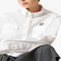 Miu Miu logo-embroidered cropped poplin shirt - White