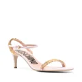 Moschino 80mm logo-lettering leather sandals - Pink