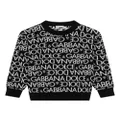 Dolce & Gabbana Kids jacquard-logo virgin-wool knit sweater - Black