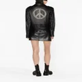 MOSCHINO JEANS peace-sign leather biker jacket - Black