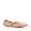 Stuart Weitzman Goldie pearl-embellished leather flats - Pink