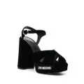 Love Moschino 130mm logo-print velvet pumps - Black