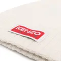 Kenzo logo-patch knitted beanie - Neutrals
