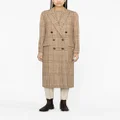 Brunello Cucinelli plaid double-breasted coat - Brown
