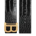 Balmain crocodile-effect logo-plaque belt - Black