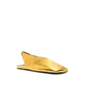 Jil Sander square-toe metallic ballerina shoes - Gold